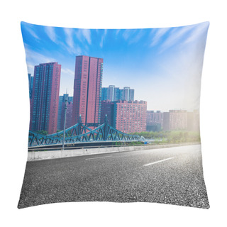 Personality  The City And The Road In The Modern Office Building Background Pillow Covers