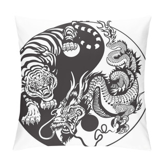 Personality  Yin Yang Dragon And Tiger Pillow Covers