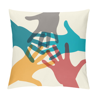 Personality  Team Symbol. Multicolored Hands Pillow Covers