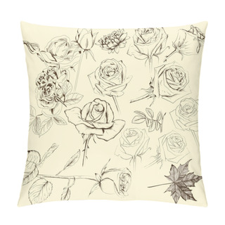 Personality  Collection Of Hand Drawn Roses For Design Pillow Covers