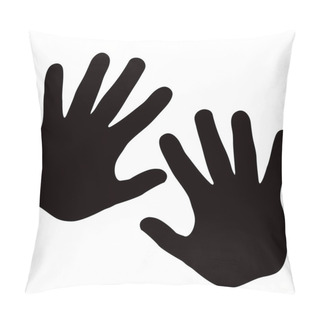 Personality  Silhouette Model Palm People. Drawn In Black, Isolated On White Background. Pillow Covers