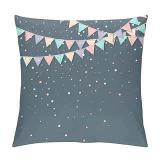Personality  Bunting Flags Gorgeous Celebration Card With Colorful Paper Bunting Flags And Confetti Party Pillow Covers