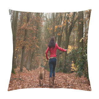 Personality  Walking With My Dog In The Forest Pillow Covers