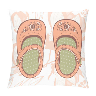 Personality  Illustration Of Beautiful Baby Girl Shoes Pillow Covers