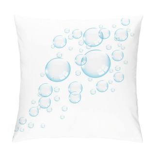Personality  Blue Transparent Bubbles On White Background Pillow Covers