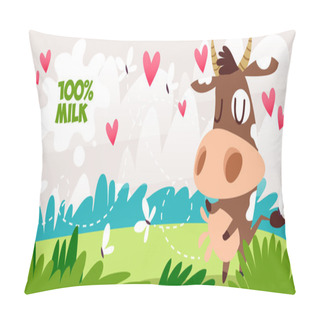 Personality  Cute Cow With Butterfly Pillow Covers