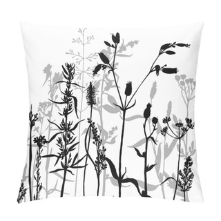 Personality  Vector Silhouettes Of Flowers And Grass Pillow Covers