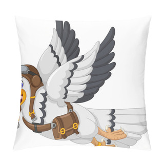 Personality  Funny White Dove Flying Cartoon For Your Design Pillow Covers