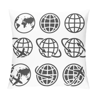 Personality  Globe Earth Set Icon Vector Illustration Pillow Covers