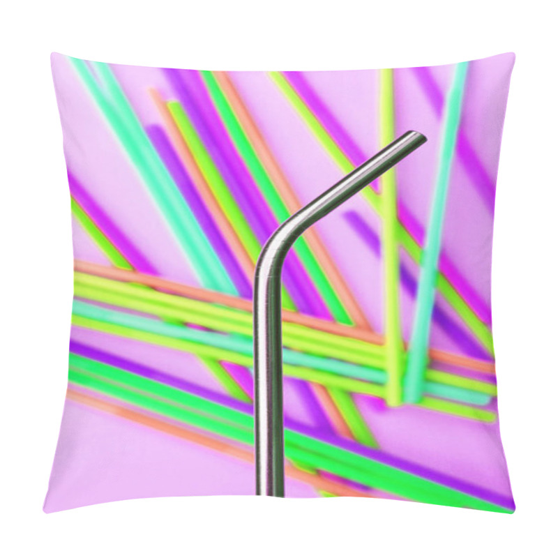 Personality  Straw Straws Metal Reusable Plastic Drinking Background Colourful  Full Screen Copy Space Stock, Photo, Photograph, Image, Picture, Pillow Covers