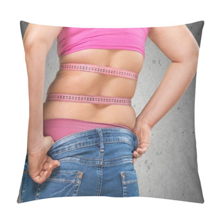 Personality  Fat Woman Measuring Her Stomach Pillow Covers