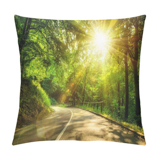 Personality  Scenic Road In A Forest Pillow Covers