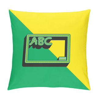 Personality  Blackboard With Letters ABC Green And Yellow Modern 3d Vector Icon Logo Pillow Covers