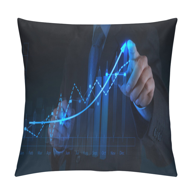 Personality  businessman hand working with new modern computer and business s pillow covers