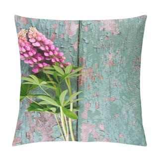 Personality  Lupine Over Wooden Background Pillow Covers