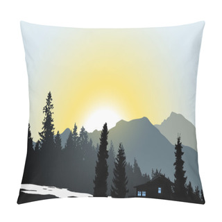 Personality  Mountain View With A Lonely House  Pillow Covers