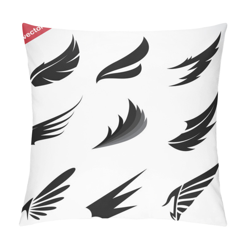 Personality  Vector black wing icons set  pillow covers