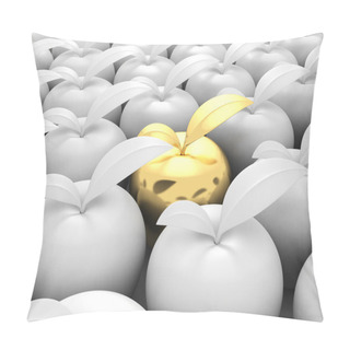 Personality  Different Golden Apple Out From Others White Pillow Covers