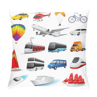 Personality  Vector Icon Set: Isolated Air And Ground Transport. Vector Pillow Covers