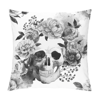 Personality  Peony Watercolor Skull Pillow Covers