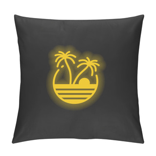 Personality  Beach Yellow Glowing Neon Icon Pillow Covers