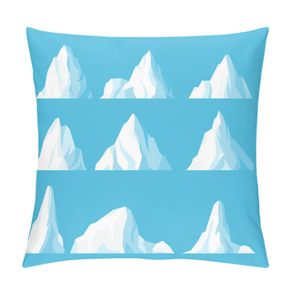 Personality  Icebergs In Ocean Flat Vector Illustrations Set Pillow Covers