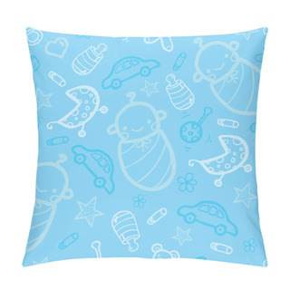 Personality  Baby Boy Blue Seamless Pattern Background Pillow Covers