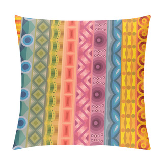Personality  Geometric Vector Various Strips Motifs In Different Color. Seamless Pattern Pillow Covers