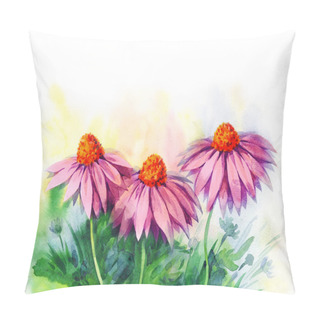 Personality  Chamomile In The Field. Watercolor Painting Pillow Covers