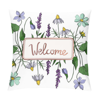 Personality  Vector Wildflower Floral Botanical Flowers. Black And White Engraved Ink Art. Frame Border Ornament Square. Pillow Covers