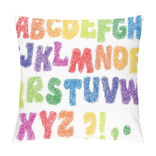 Personality  Sketch Alphabet - Different Colors Letters Are Made Like A Scribble Pillow Covers