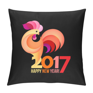 Personality  Colorful Poster Of A Rooster Isolated On Black Background. Pillow Covers