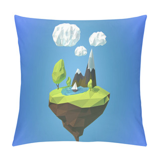 Personality  Floating Island With Mountain And Clouds In The Sky Pillow Covers