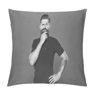 Personality  Having Idea. Cognitive Process. Intellectual Work. Man With Beard Making Decision. Businessman Attractive Mature Man. Bearded Hipster Thinking. Good Decision Needs Time. Fresh Idea. Idea Concept Pillow Covers