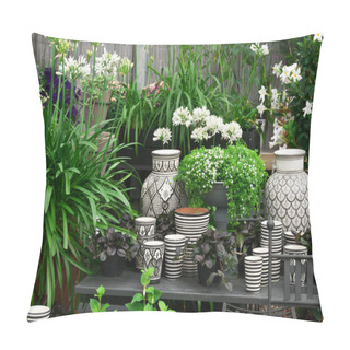 Personality  Beautiful Plants And Ceramics In A Flower Shop Pillow Covers