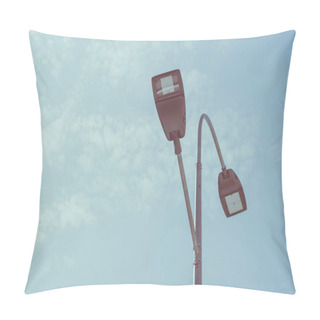 Personality  Low Angle View Of Street Lamps Against Blue Sky, Toned Image Pillow Covers