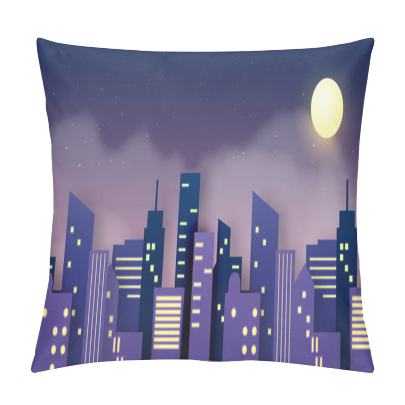 Personality  City star paper art style in pastel color scheme vector illustration pillow covers