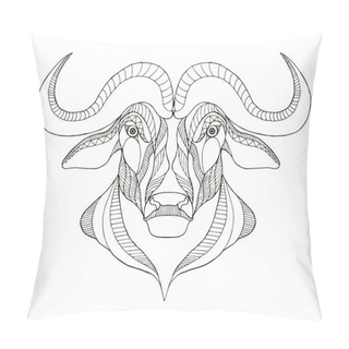 Personality  African Buffalo Head Zentangle Stylized, Vector, Illustration, Freehand Pencil, Hand Drawn, Pattern. Pillow Covers