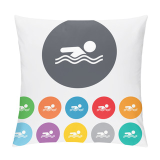 Personality  Swimming Sign Icon. Pool Swim Symbol. Pillow Covers
