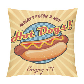 Personality  American Hot Dog Poster Template Pillow Covers