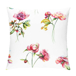 Personality  Seamless Pattern With Garden Flowers Pillow Covers