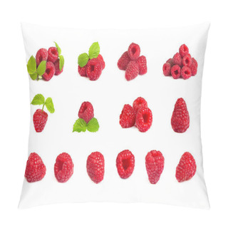 Personality  Set Of A Bunch Of A Red Raspberry On A White Background. Close U Pillow Covers