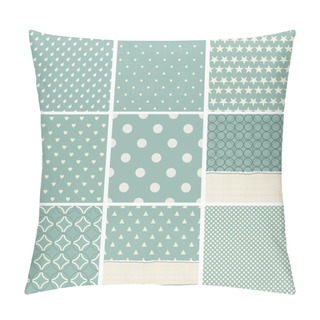 Personality  Collection Of Seamless Polka Dots Pattern.  Geometric Seamless Patterns: Stars, Polka Dots, Circles, Squares, Grid, Vector Illustration. Pillow Covers