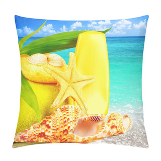 Personality  Beach Items Over Blue Sea Pillow Covers