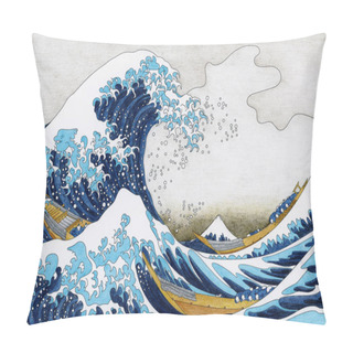Personality  Hokusai's The Great Wave Of Kanagawa Adult Coloring Page Pillow Covers