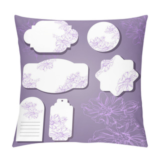 Personality  Collection Of Floral Retro Grunge Labels, Banners And Emblems With An Empty Seat For Your Text Pillow Covers