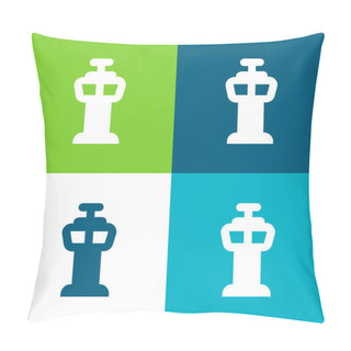 Personality  Airport Control Tower Flat Four Color Minimal Icon Set Pillow Covers
