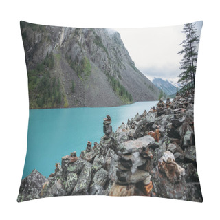 Personality Clear Lake, Trees And Mountains, Altai, Russia Pillow Covers