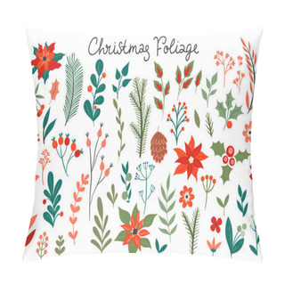 Personality  Set Of Christmas Foliage Isolated On White Background. Vector Image. Pillow Covers