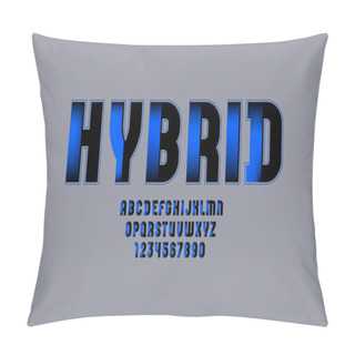 Personality  Blue Technical Font, Digital Trendy Alphabet, Letters And Numbers, Vector Illustration 10EPS Pillow Covers